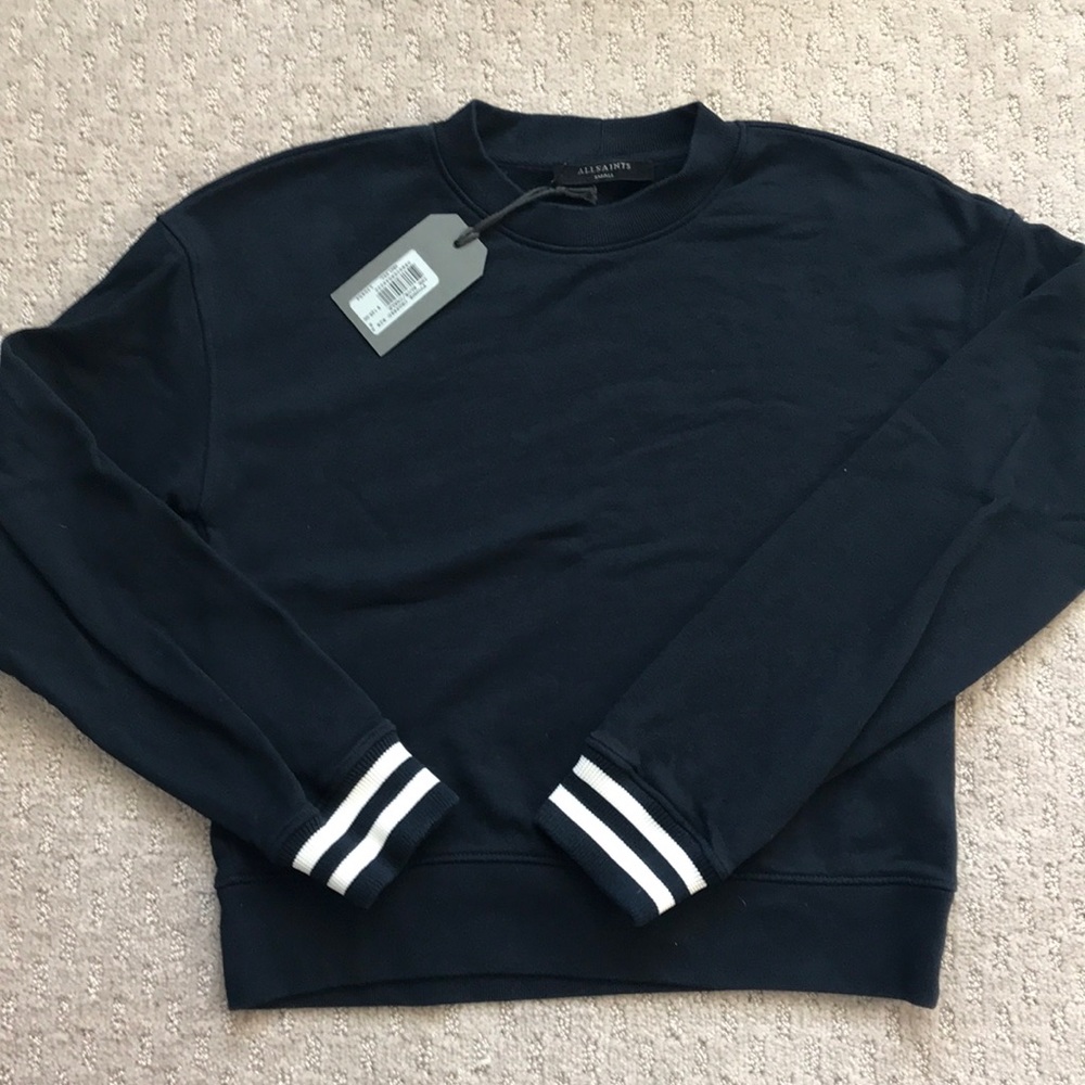 Cropped All Saints Navy Sweater